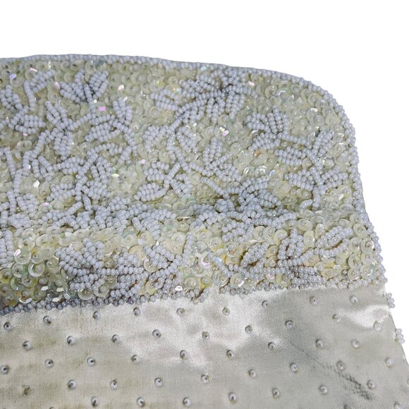La Regale Ltd Ivory Beaded & Sequined Evening Bag Made In Hong Kong (5907) - Picture 12 of 15